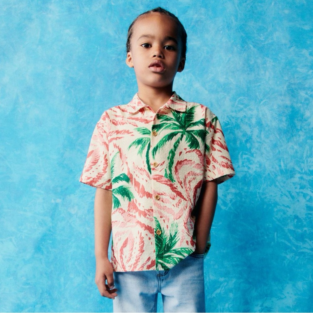 ZARA PALM TREE PRINT SHIRT